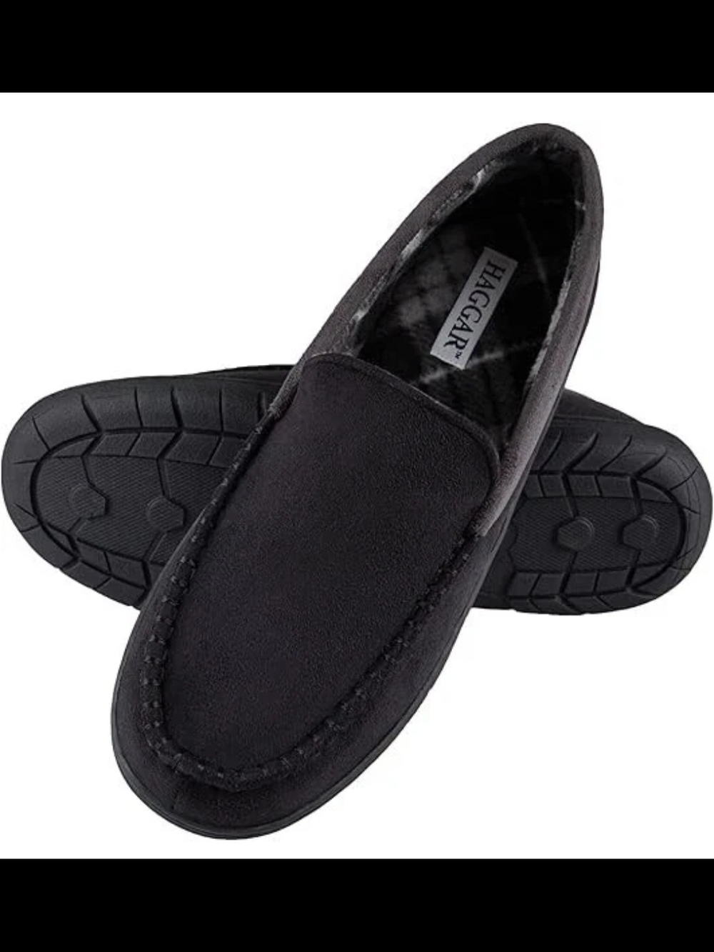 Hagar Black Men's Slip-On Moccasin Loafers Size 9.5-10.5